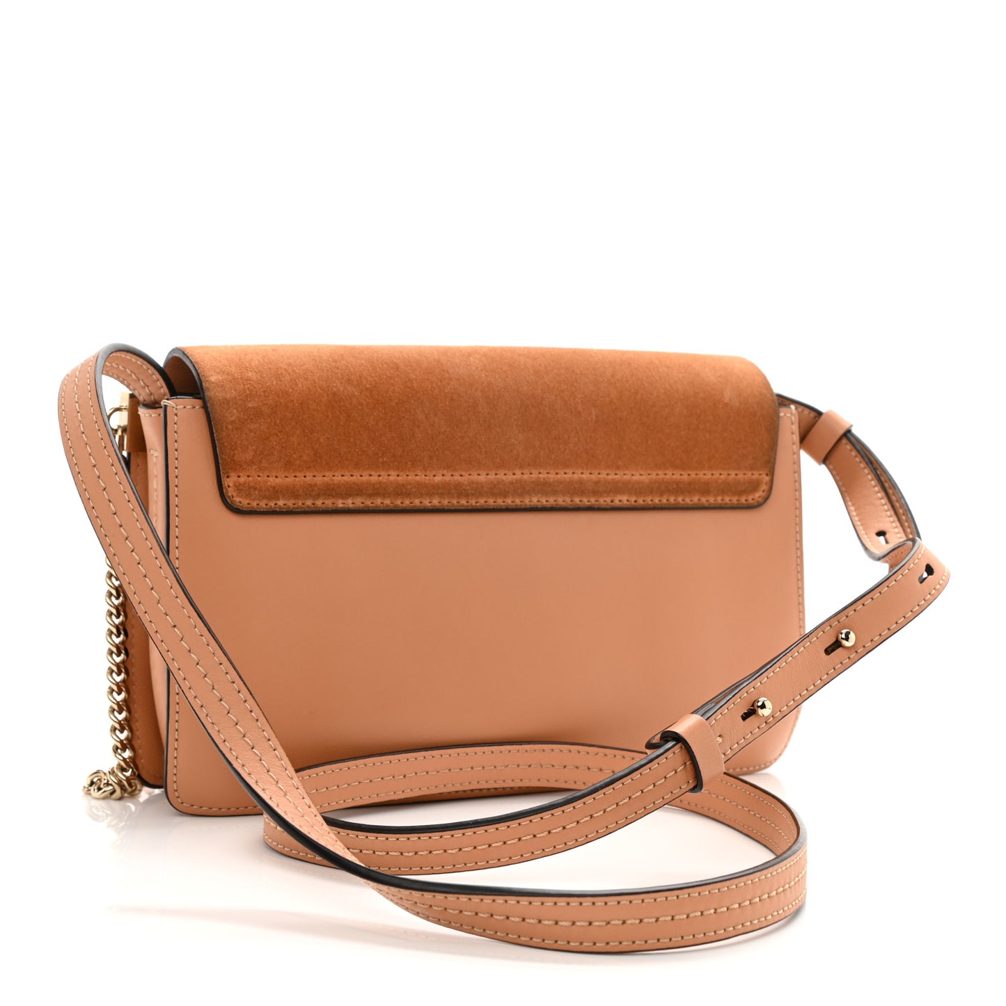 Suede Calfskin Small Faye Shoulder Bag Marrone