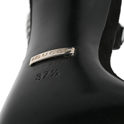 Gucci Kid Scamosciato Crystallo Mallory Slingback Sandal 37.5 Black 6 of 7