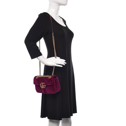 Gucci Velvet Matelasse Mini GG Marmont Shoulder Bag Fuchsia Violet Cyclamen 3 of 11