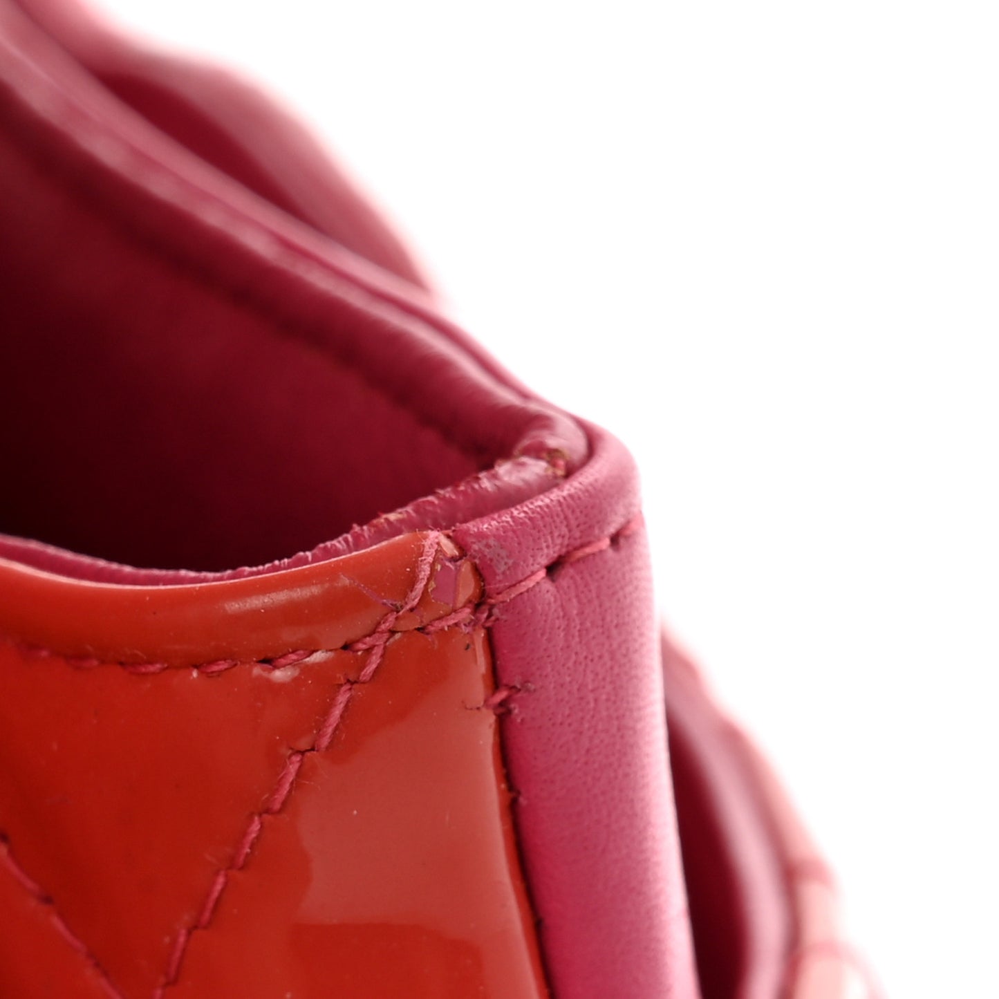 Patent Quilted Medium Double Flap Pink