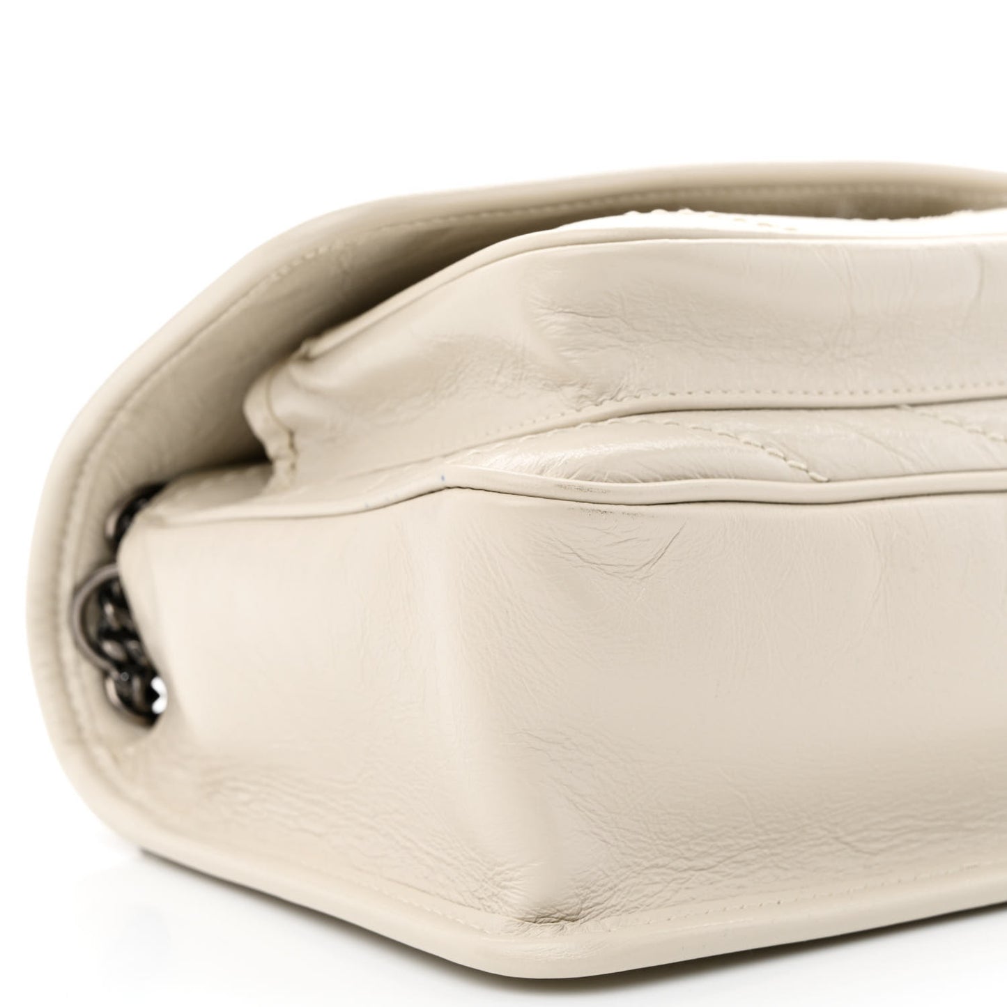 Crinkled Calfskin Matelasse Monogram Baby Niki Chain Satchel Ivory