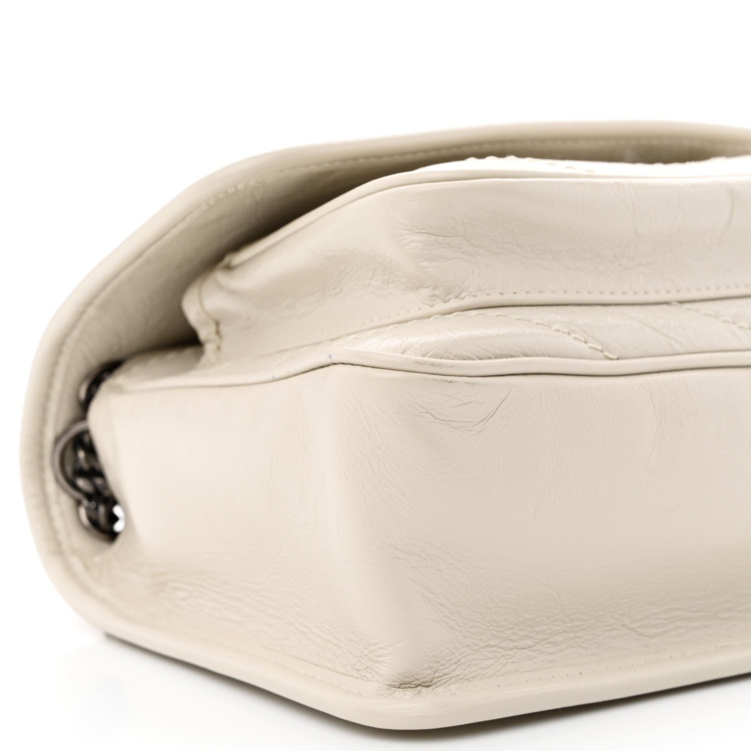 Saint Laurent Crinkled Calfskin Matelasse Monogram Baby Niki Chain Satchel Ivory 9 of 10