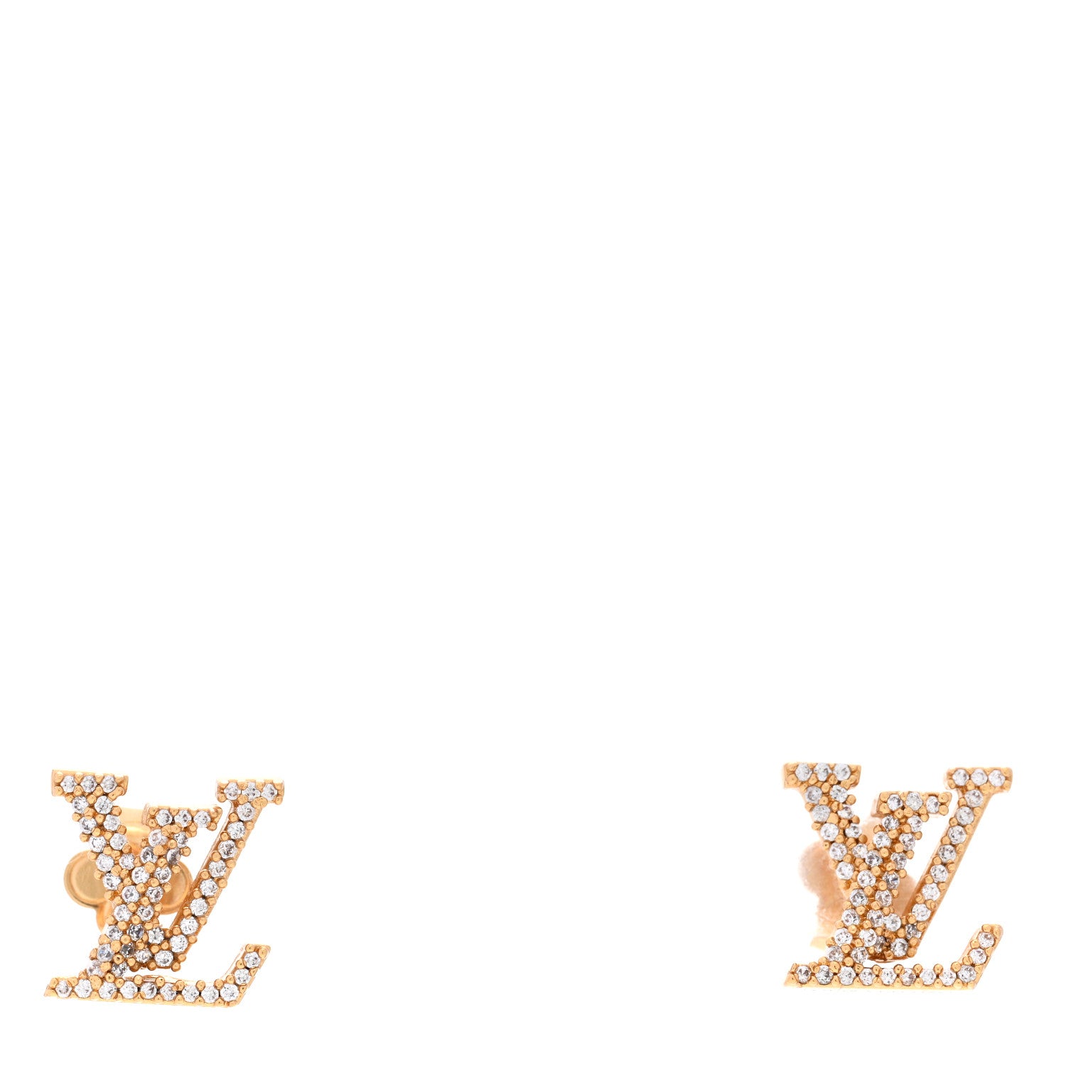 Louis Vuitton LOUIS VUITTON Metal Crystal LV Iconic Earrings Gold 1 of 4