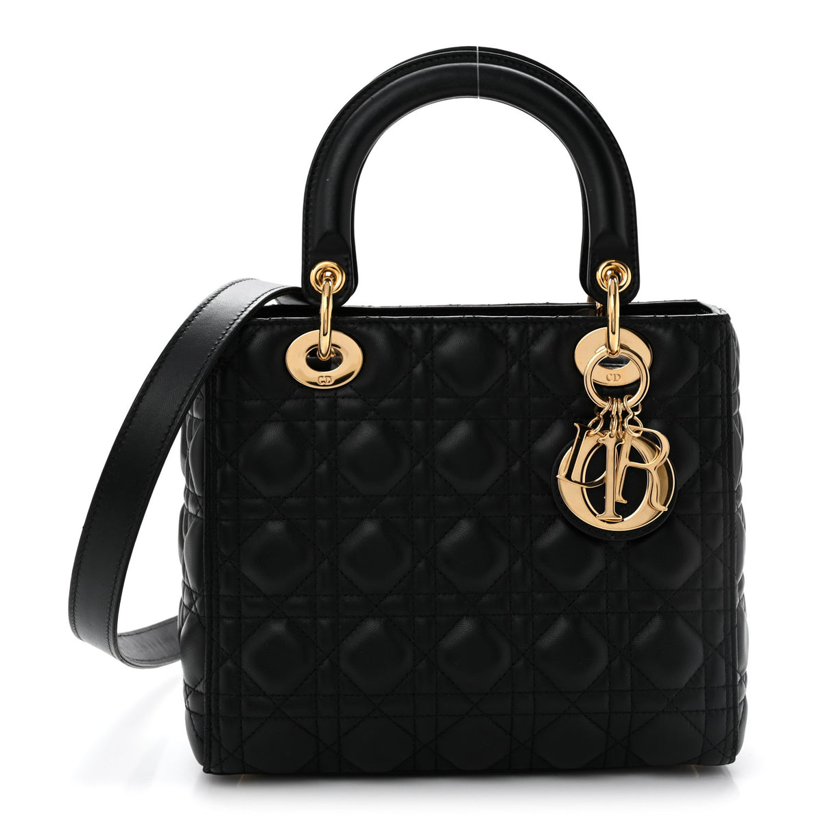 Lambskin Cannage Medium Lady Dior Black