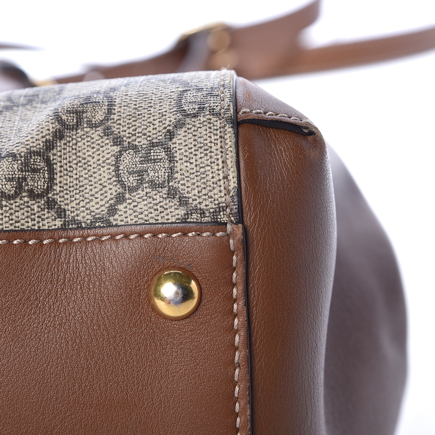 Gucci GG Supreme Monogram Moon Calfskin Top Handle Tote Bag Beige Ebony Tuscany 13 of 18