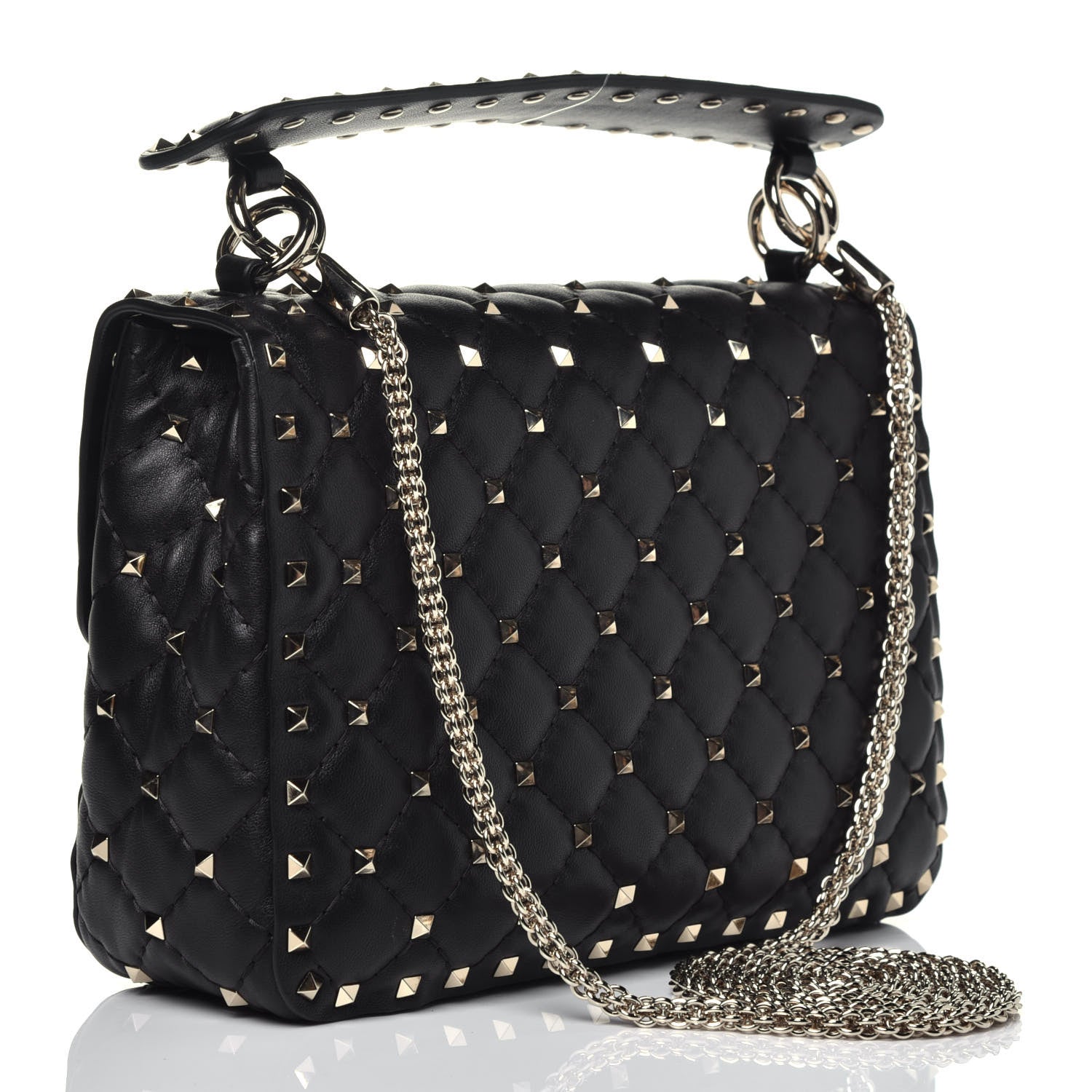 Valentino Garavani Lambskin Medium Rockstud Spike Shoulder Bag Black 4 of 9
