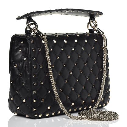 Valentino Garavani Lambskin Medium Rockstud Spike Shoulder Bag Black 4 of 9