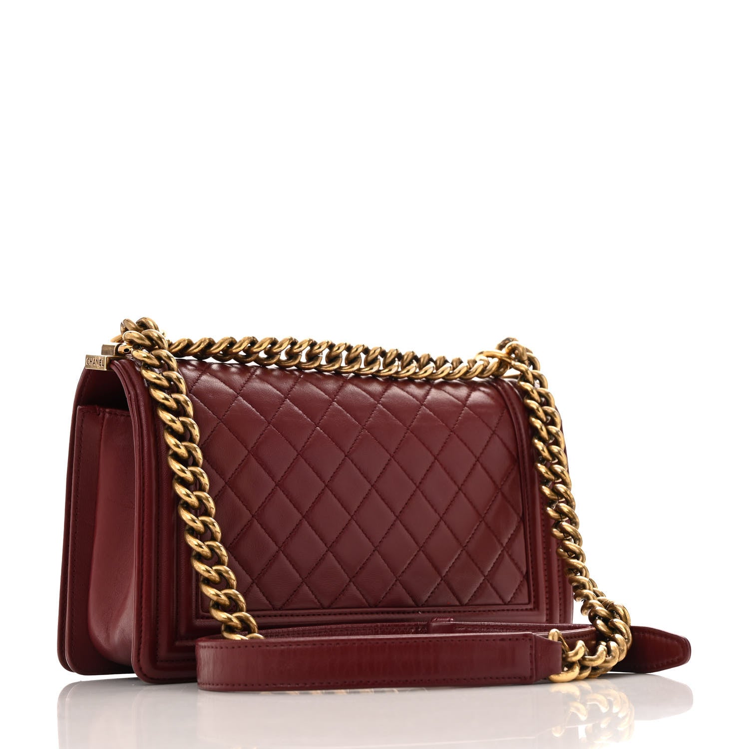Chanel Lambskin Quilted Medium Boy Flap Dark Red 3 of 12