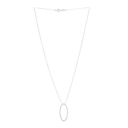 Tiffany 18K White Gold Diamond Metro Oval Pendant Necklace 3 of 7