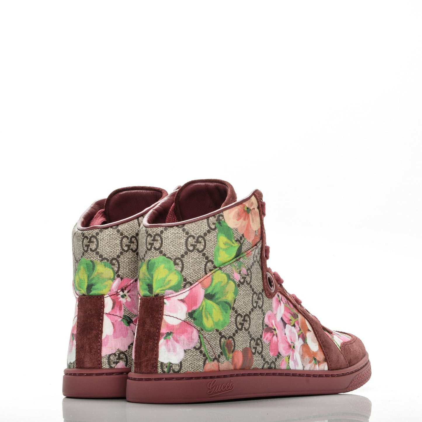 GG Supreme Monogram Blooms Womens High Top Sneakers 36 Beige Multicolor Dry Rose
