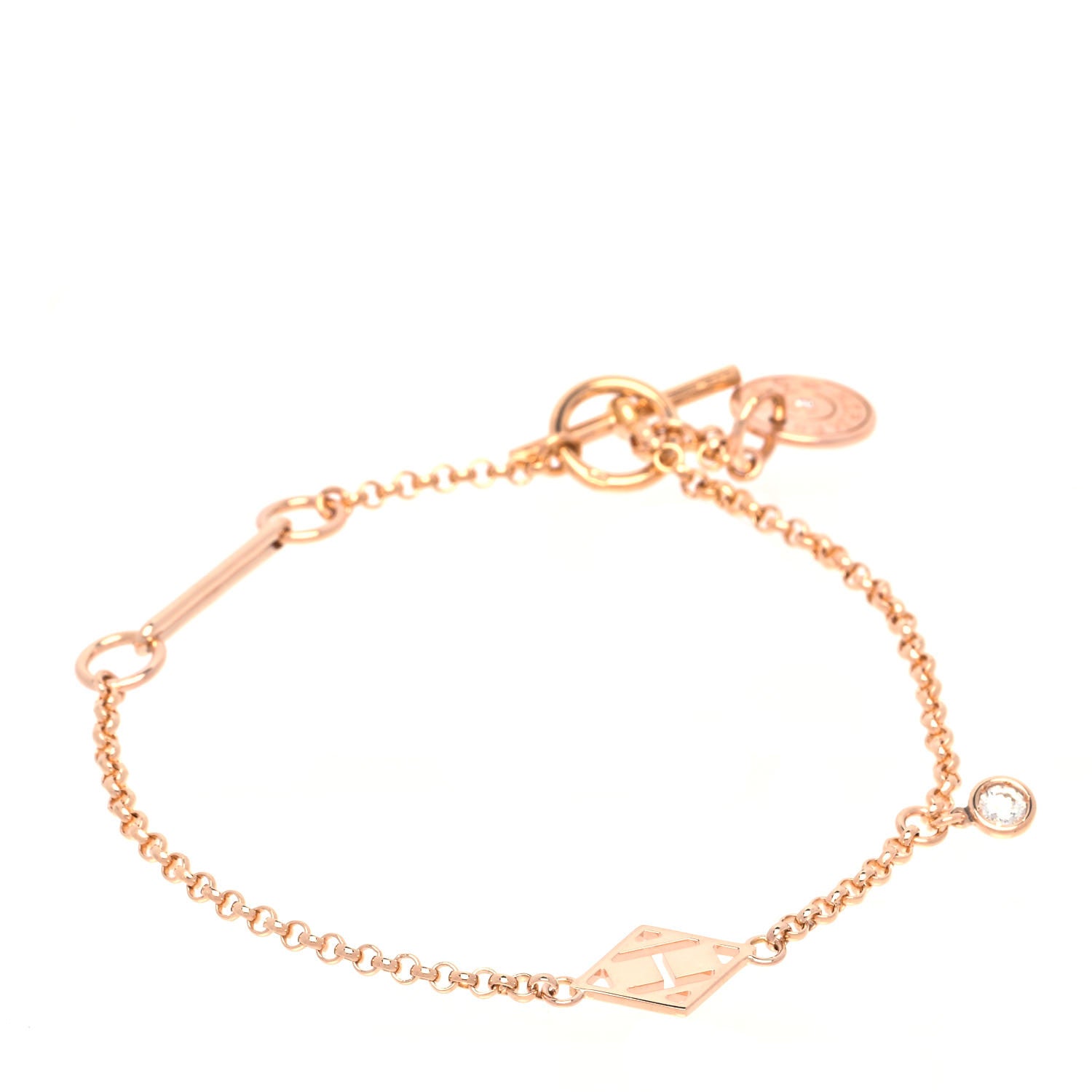 Hermes 18K Rose Gold Diamond Gambade Bracelet ST 1 of 4