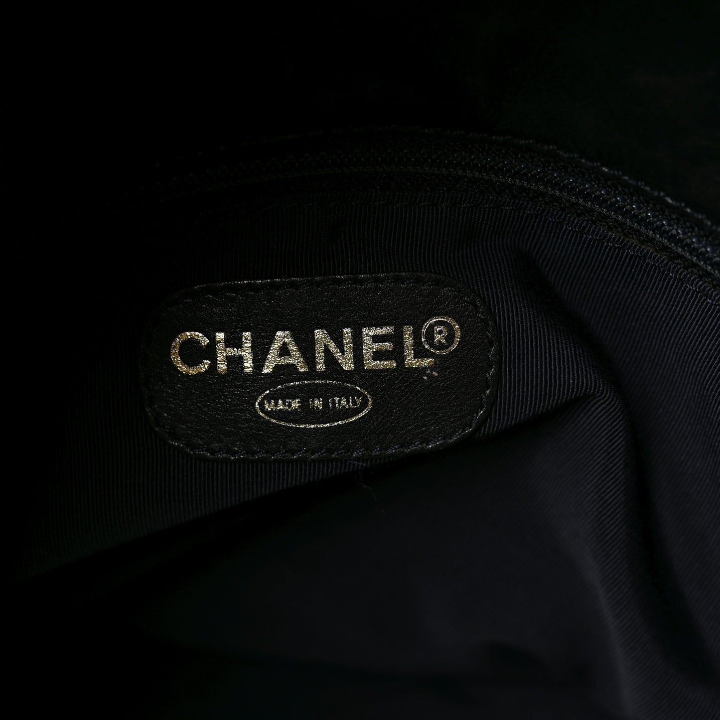 Calfskin Embossed CC Shoulder Bag Black