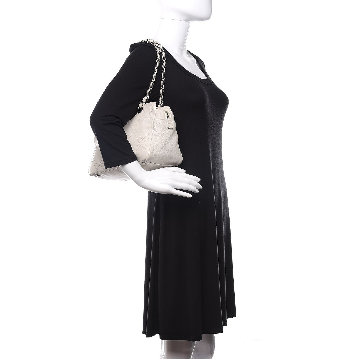 Calfskin Small Diamond Stitch Tote White