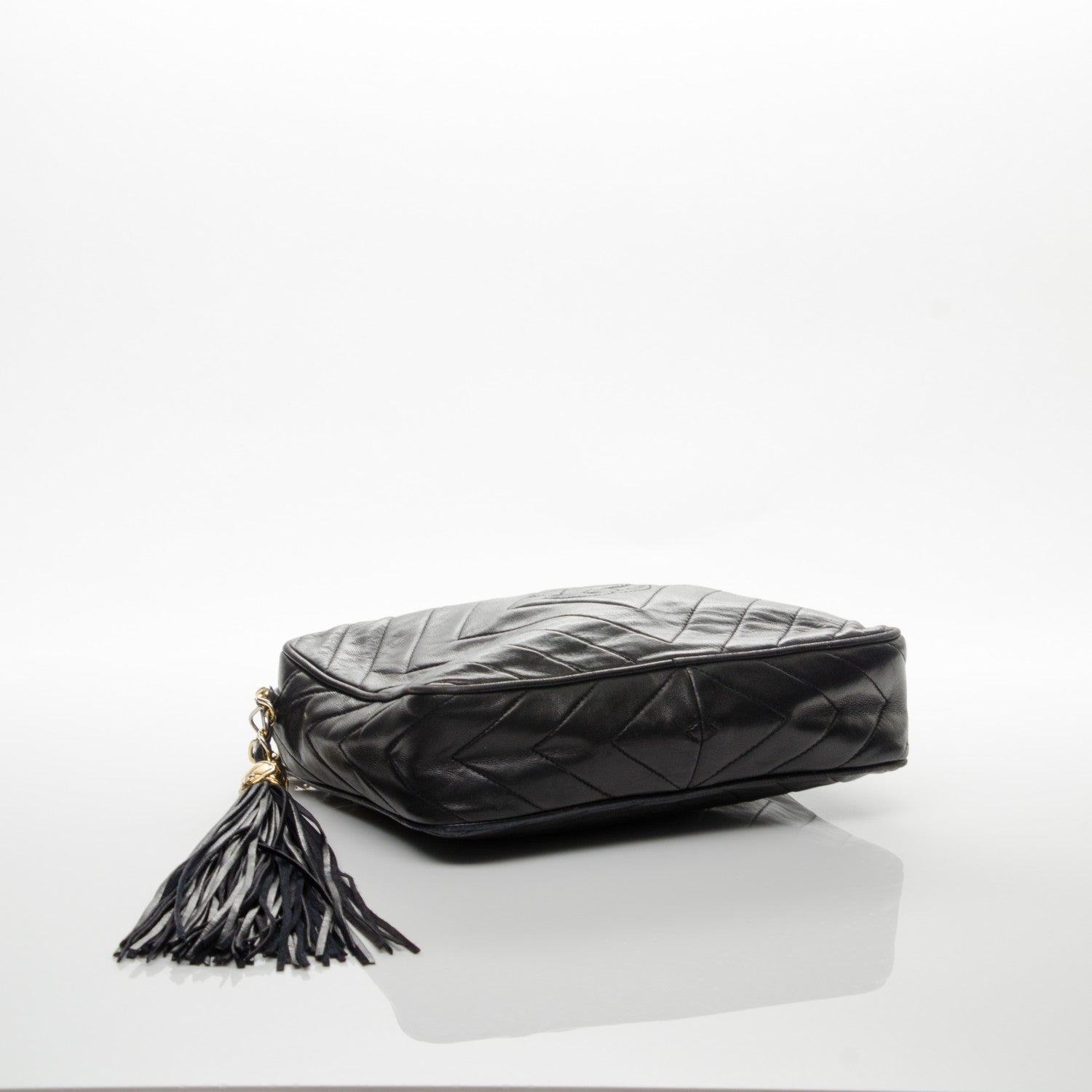 Chanel Lambskin Chevron Tassel Camera Case Black 4 of 7