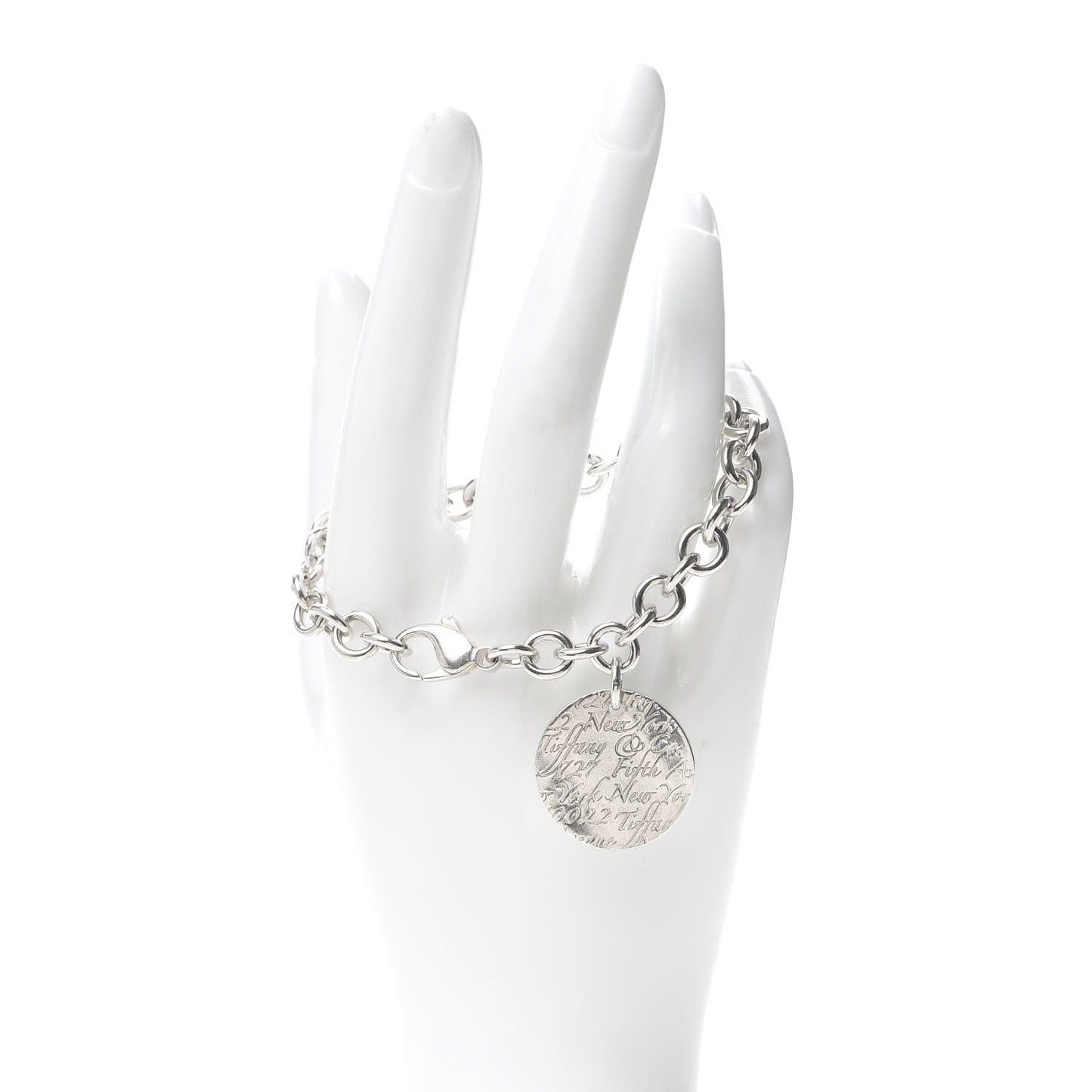 Sterling Silver Notes Round Tag Charm Bracelet