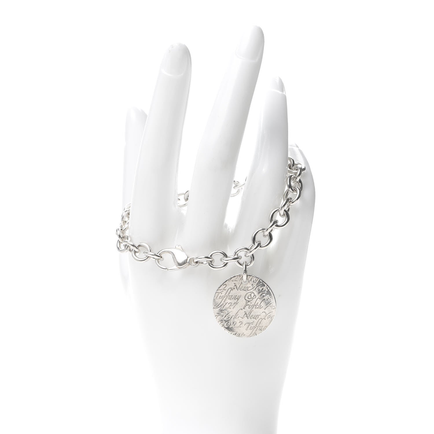 Tiffany Sterling Silver Notes Round Tag Charm Bracelet 2 of 4