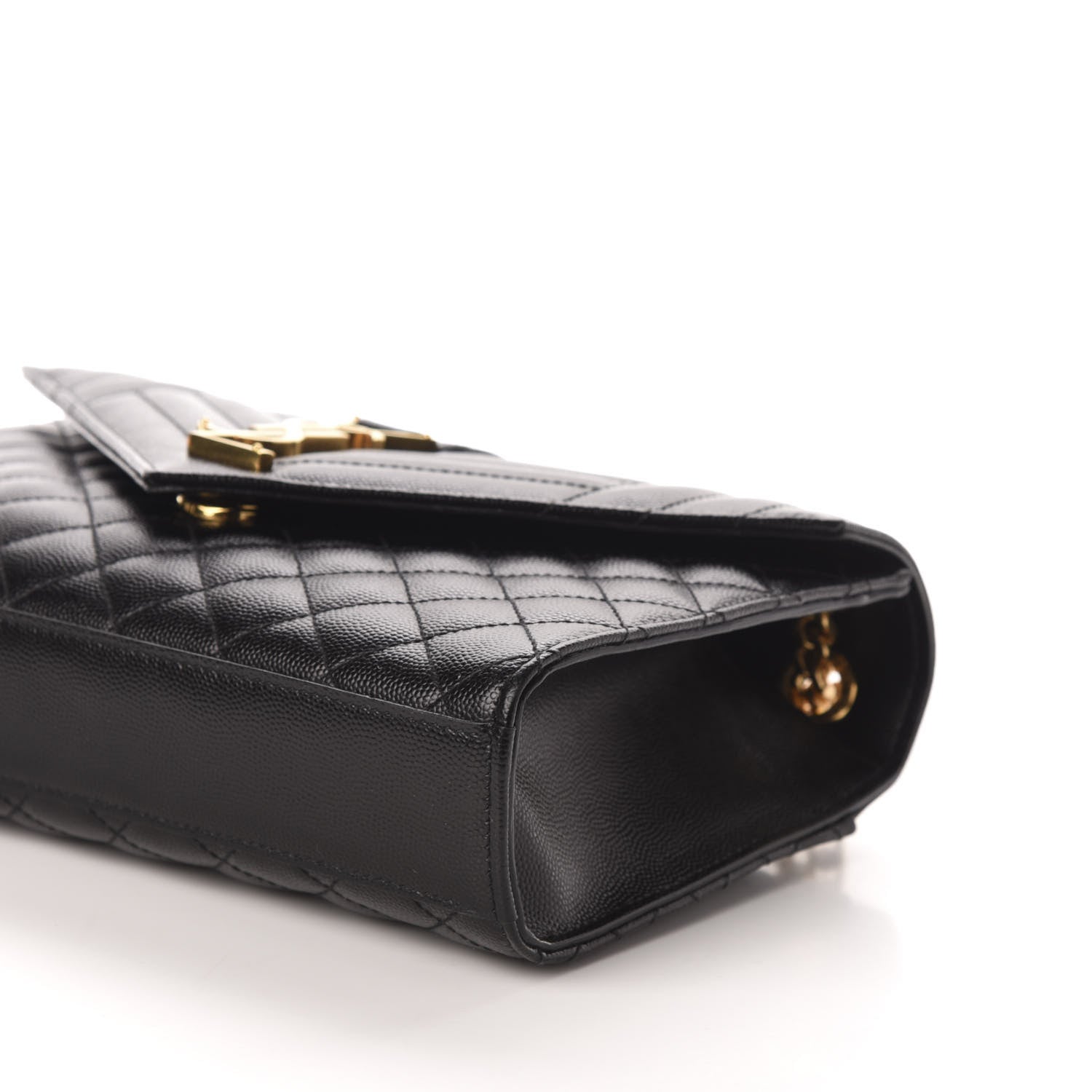 Saint Laurent Grain De Poudre Textured Mixed Matelasse Triquilt Medium Monogram Satchel Black 9 of 10