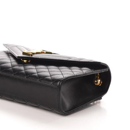 Saint Laurent Grain De Poudre Textured Mixed Matelasse Triquilt Medium Monogram Satchel Black 9 of 10