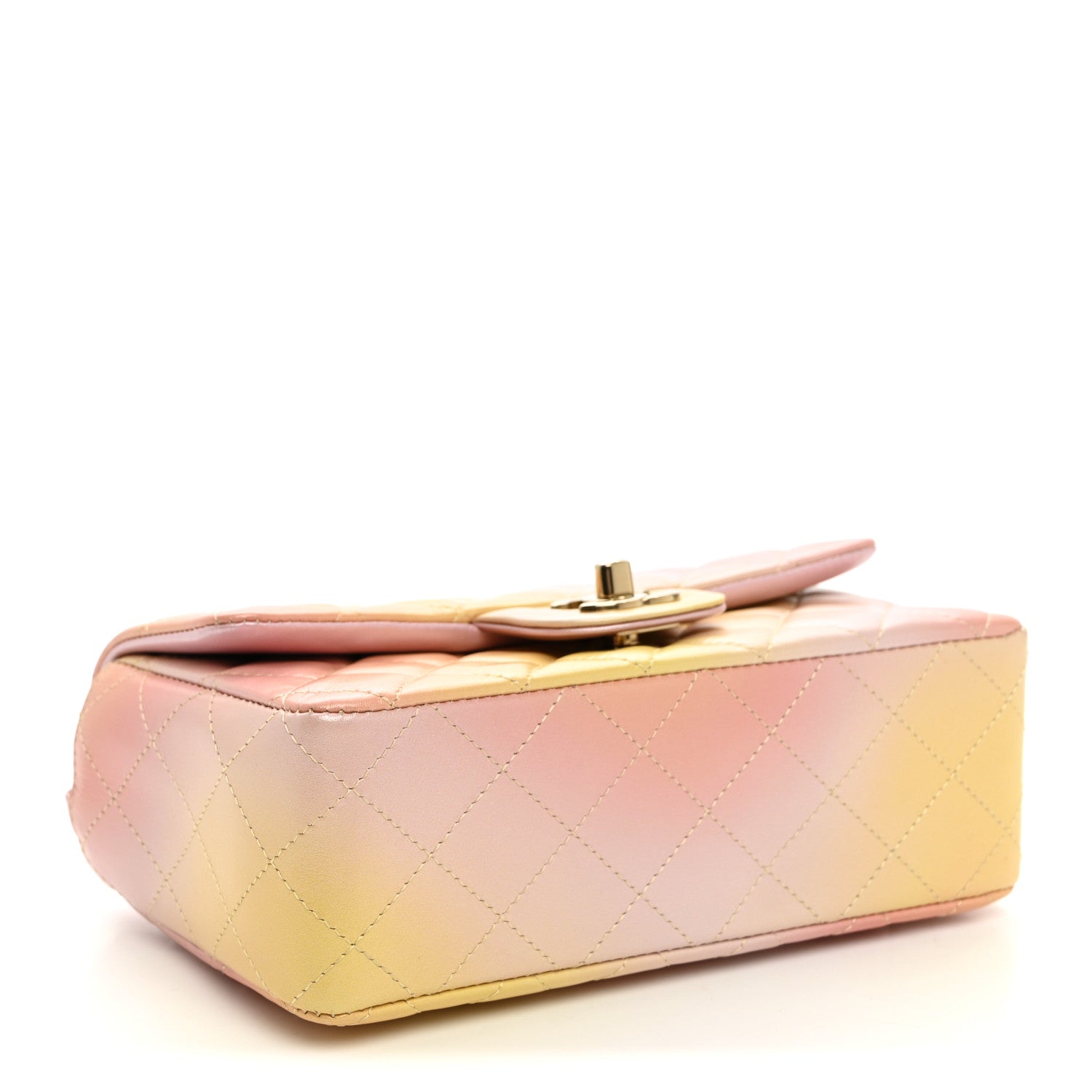 Chanel Lambskin Quilted Tie Dye Ombre Mini Rectangular Flap Yellow Multicolor 4 of 10
