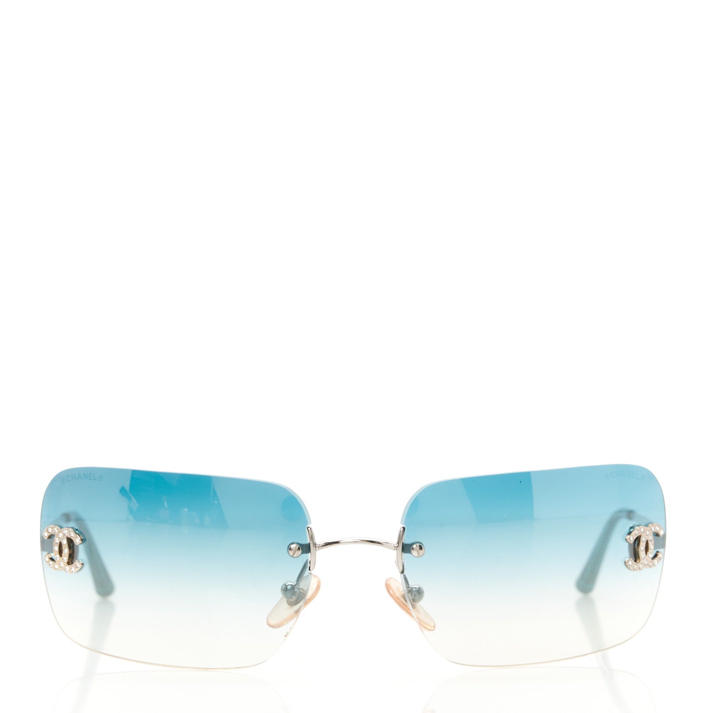 Metal Crystal CC Logo Sunglasses 4017-D Blue