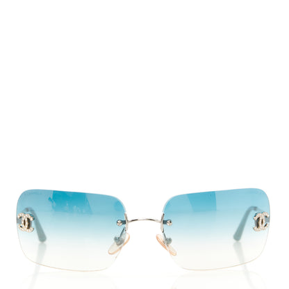 Chanel Metal Crystal CC Logo Sunglasses 4017-D Blue 2 of 8