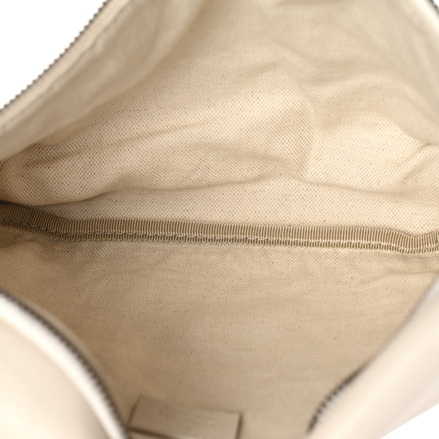 Grained Calfskin Logo Belt Bag White