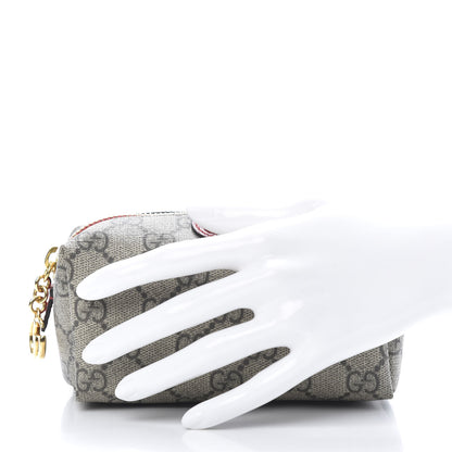 Gucci Soft GG Supreme Monogram Calfskin Small Ophidia Cosmetic Case Beige Ebony Hibiscus Red 2 of 8