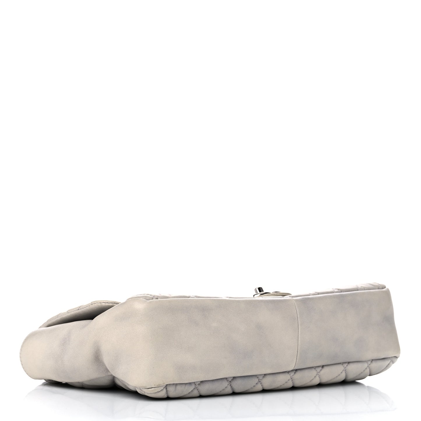 Lambskin Quilted Jumbo Coco Rain Flap Grey