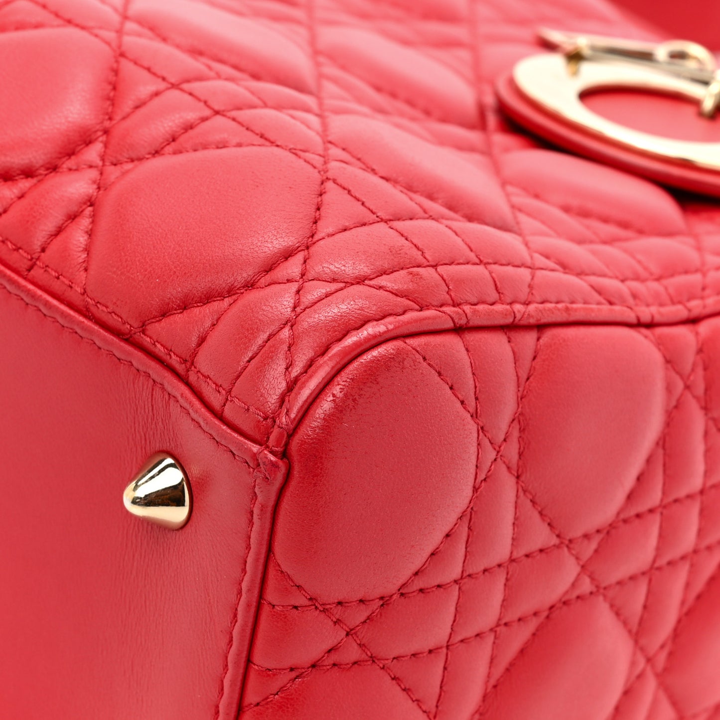 Lambskin Cannage Medium Lady Dior Red