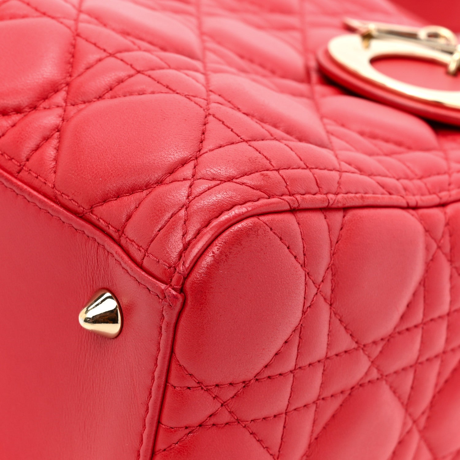 Christian Dior Lambskin Cannage Medium Lady Dior Red 11 of 14