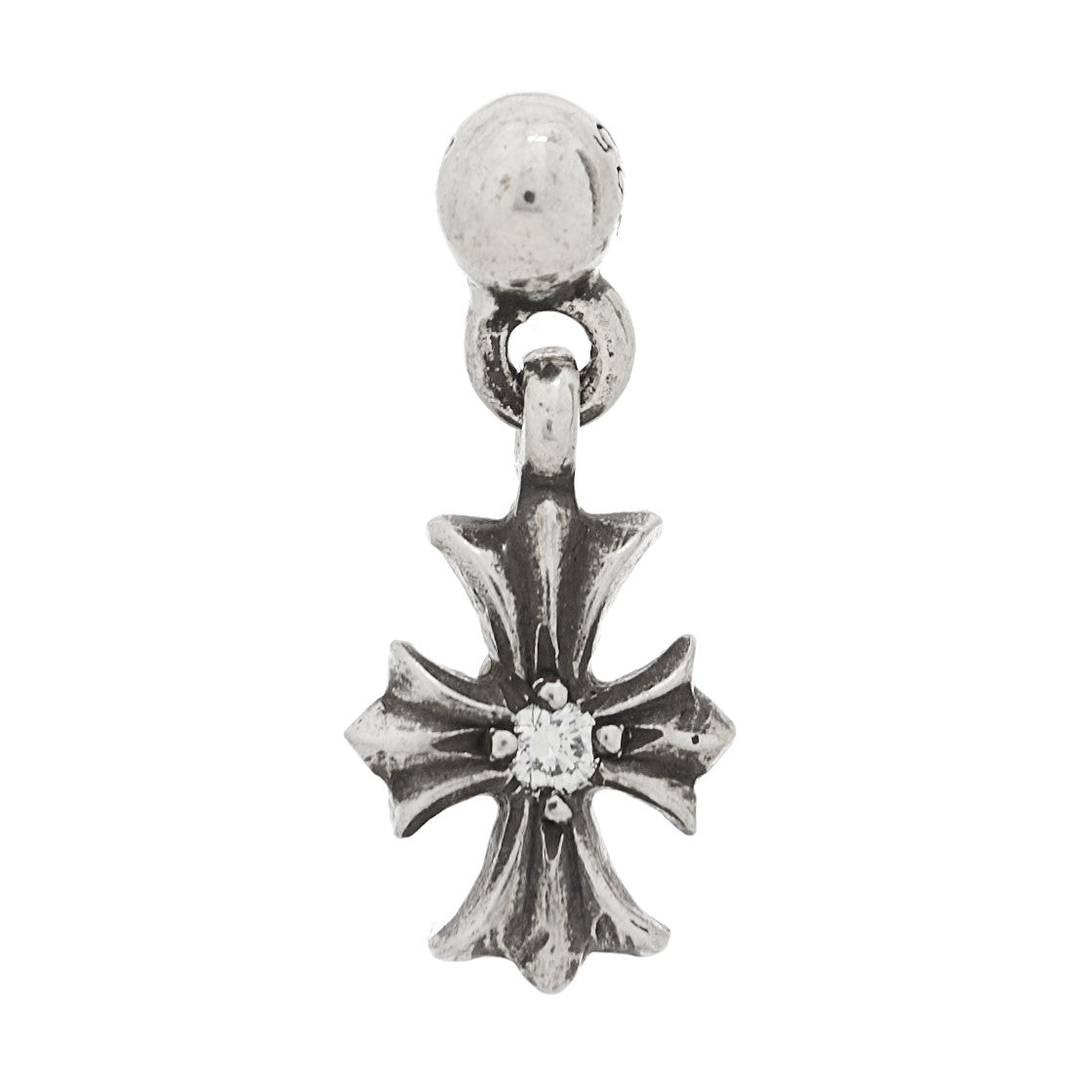 Chrome Hearts Sterling Silver Diamond Tiny E CH Cross Single Earring 1 of 4