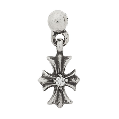 Chrome Hearts Sterling Silver Diamond Tiny E CH Cross Single Earring 1 of 4