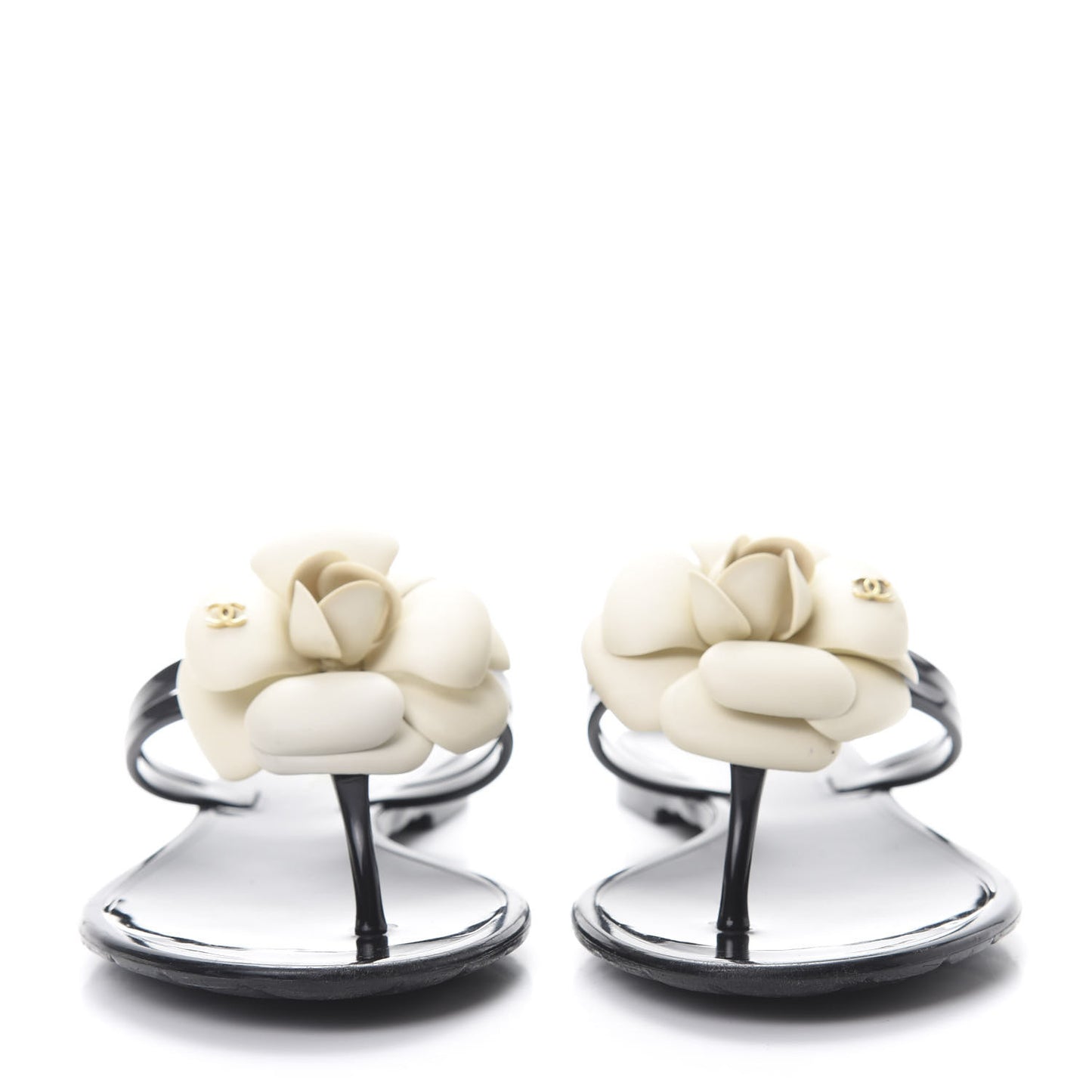 Jelly Camellia Thong Sandals 35 Black Ivory