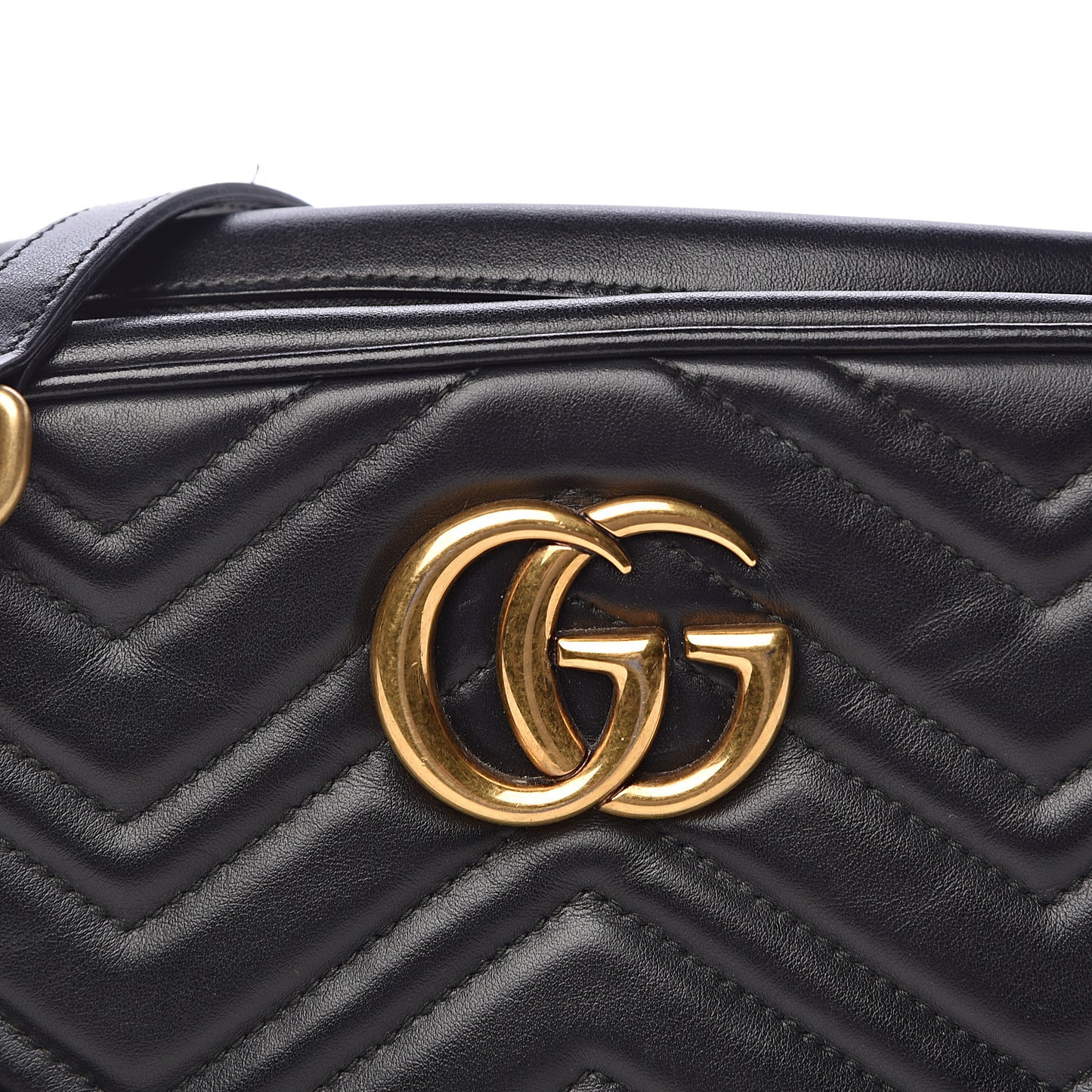 Calfskin Matelasse Small GG Marmont Chain Shoulder Bag Black