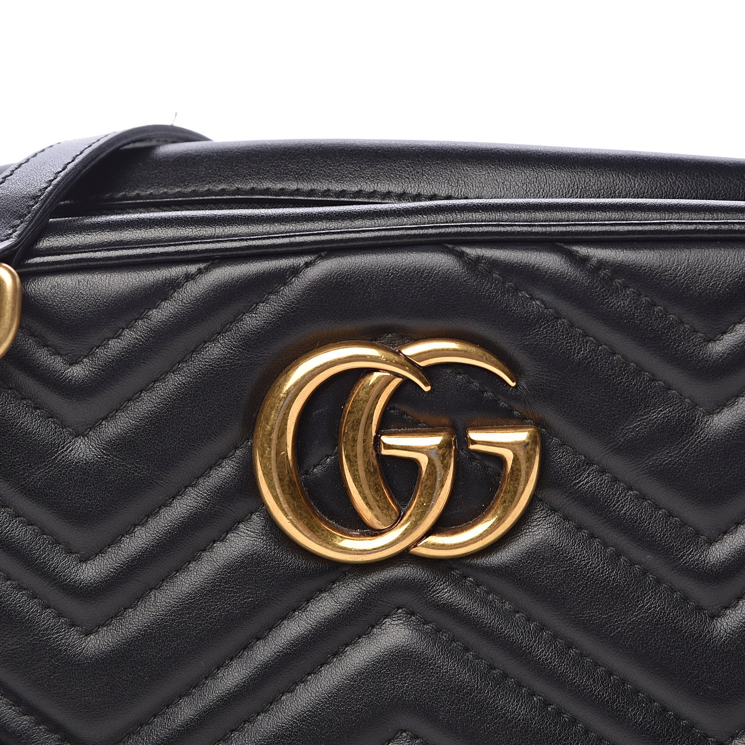 Gucci Calfskin Matelasse Small GG Marmont Chain Shoulder Bag Black 11 of 14