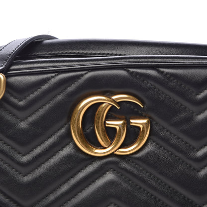 Gucci Calfskin Matelasse Small GG Marmont Chain Shoulder Bag Black 11 of 14