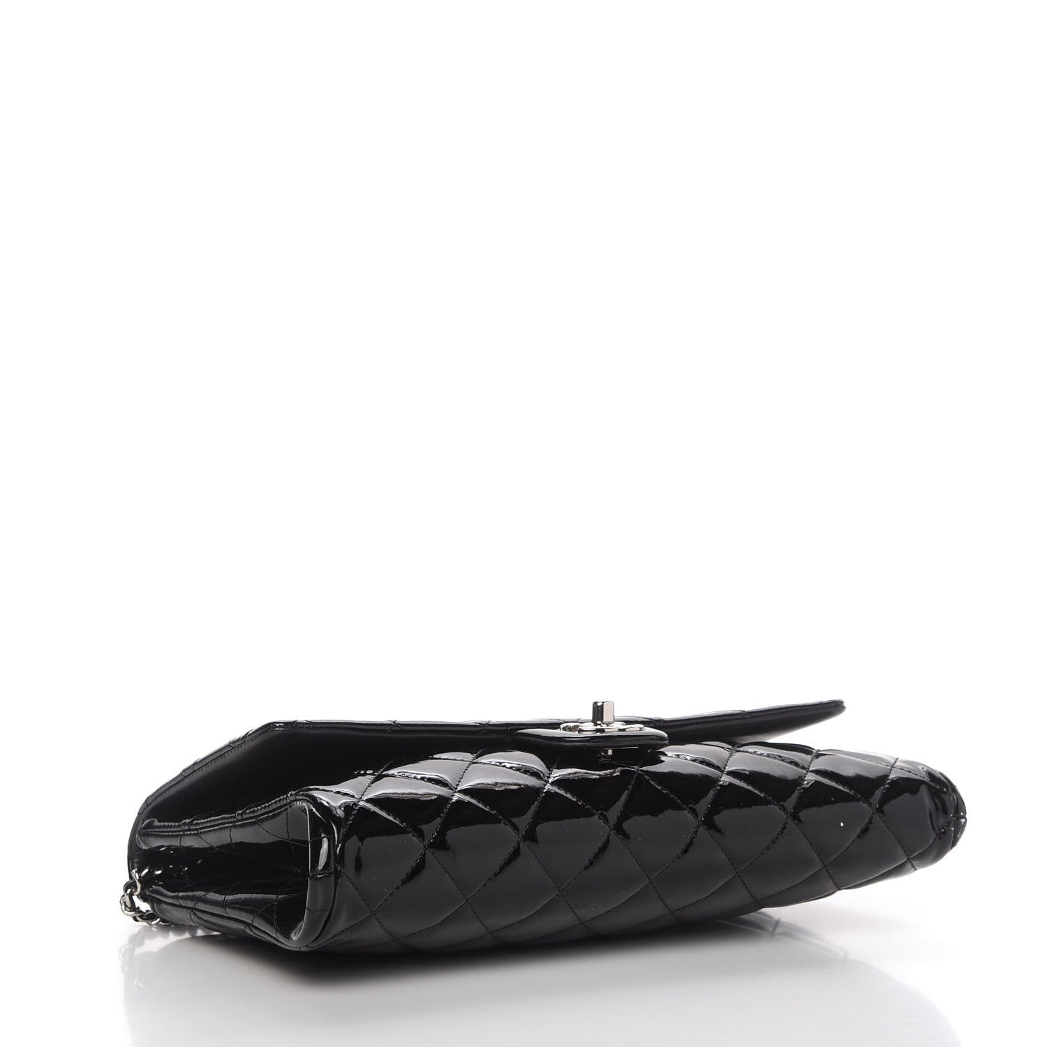 Chanel Patent Quilted Clutch with Chain Flap Black 4 of 10