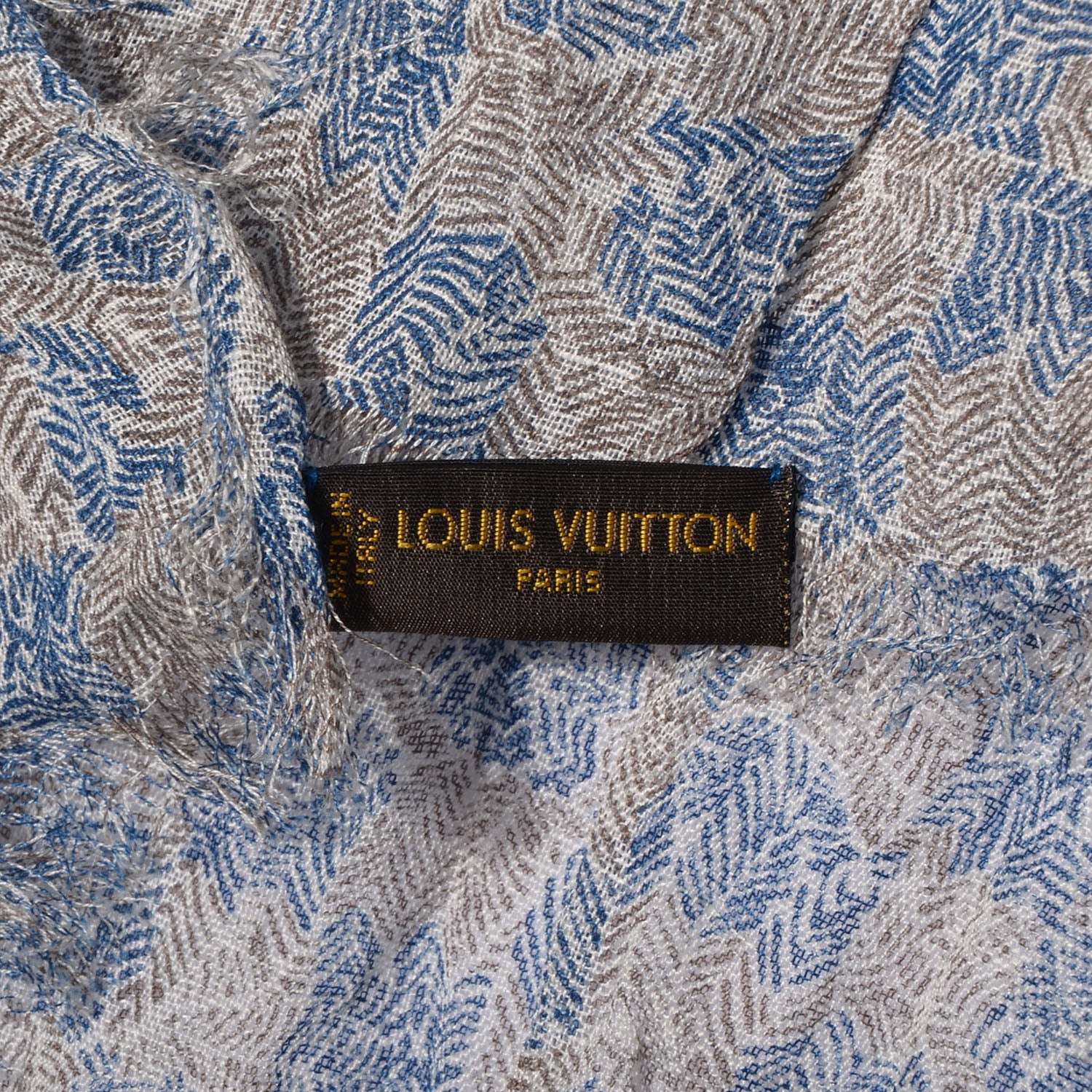 Louis Vuitton Cotton Linen Etole Damier Palm Stole Blue 6 of 7