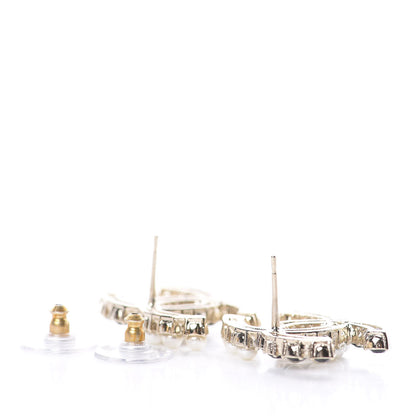 Chanel Resin Pearl CC Dazzling Domino Earrings Gold Black 3 of 4