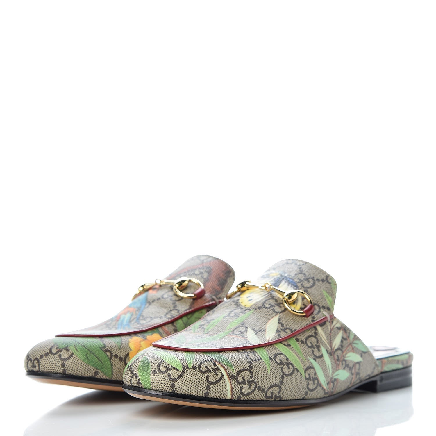 Gucci GG Supreme Monogram Tian Womens Princetown Slippers 37 Beige Ebony Multicolor 3 of 12