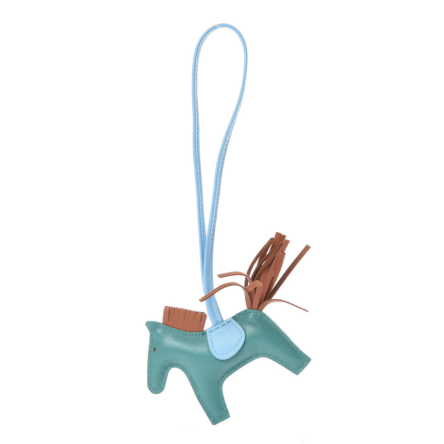 Hermes Milo Lambskin Grigri Rodeo Horse Bag Charm PM Vert Verone Gold Celeste 1 of 5