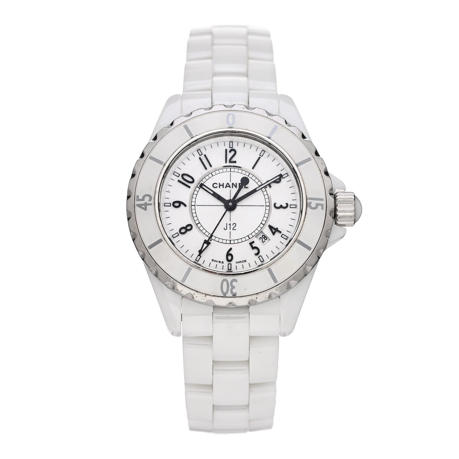 Chanel Stainless Steel Ceramic 33mm J12 Quartz Watch White 1 of 4