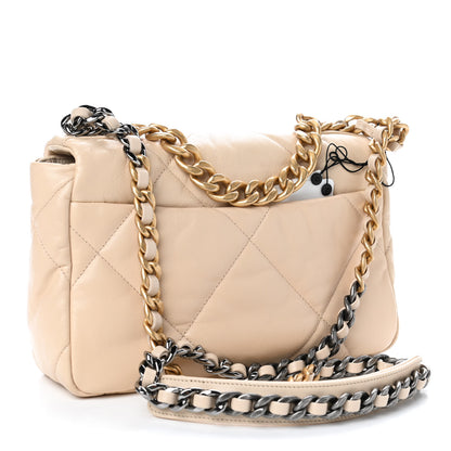 Chanel Goatskin Quilted Medium Chanel 19 Flap Beige 2 of 4