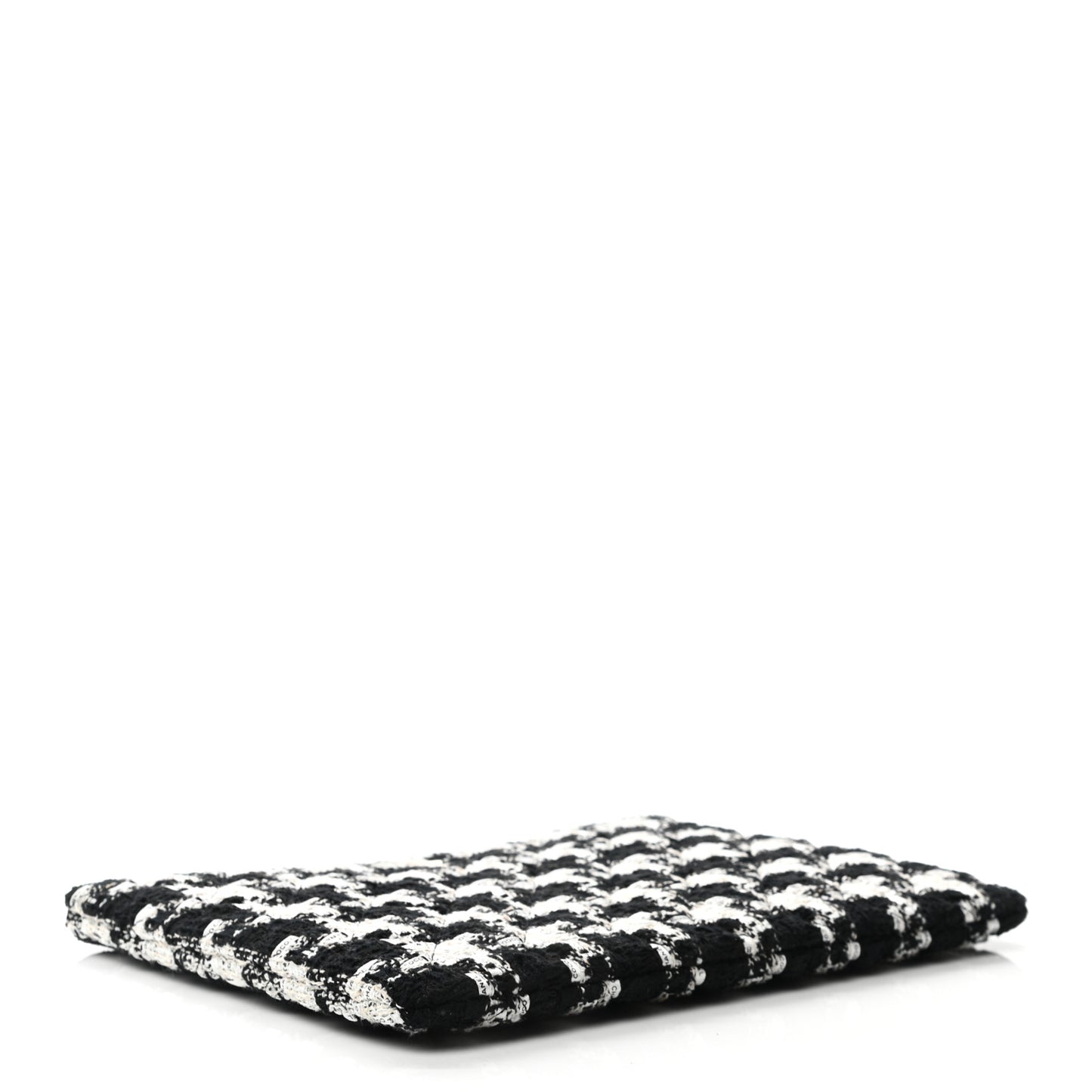Tweed Quilted Medium Cosmetic Pouch Black Ecru White