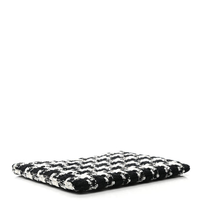 Chanel Tweed Quilted Medium Cosmetic Pouch Black Ecru White 4 of 8
