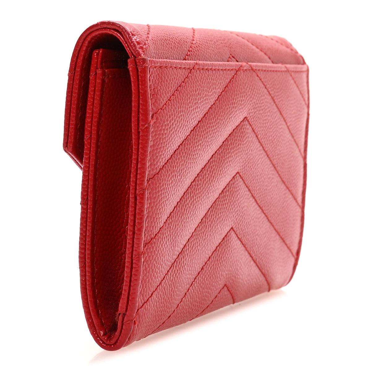 Grain De Poudre Matelasse Chevron Small Monogram Envelope Wallet New Red