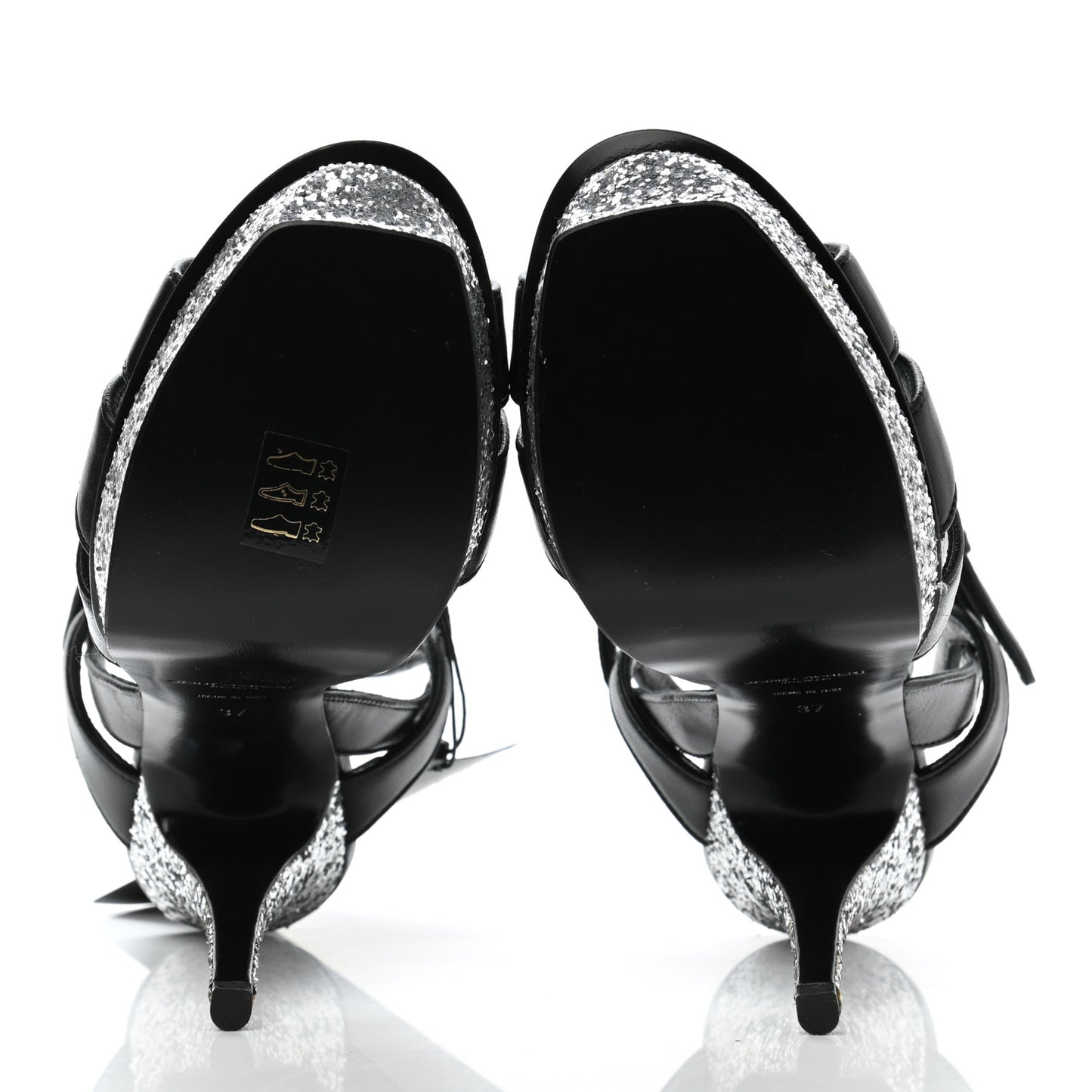 Nappa Glitter Tribute Sandals 37 Black Argento