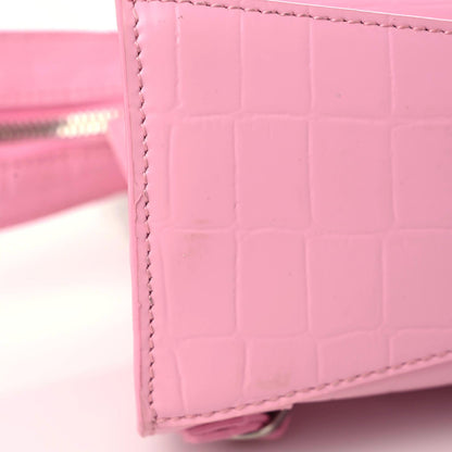 Balenciaga Semi Shiny Calfskin Crocodile Embossed Neo Classic Silver Hardware Mini City Pink 10 of 22