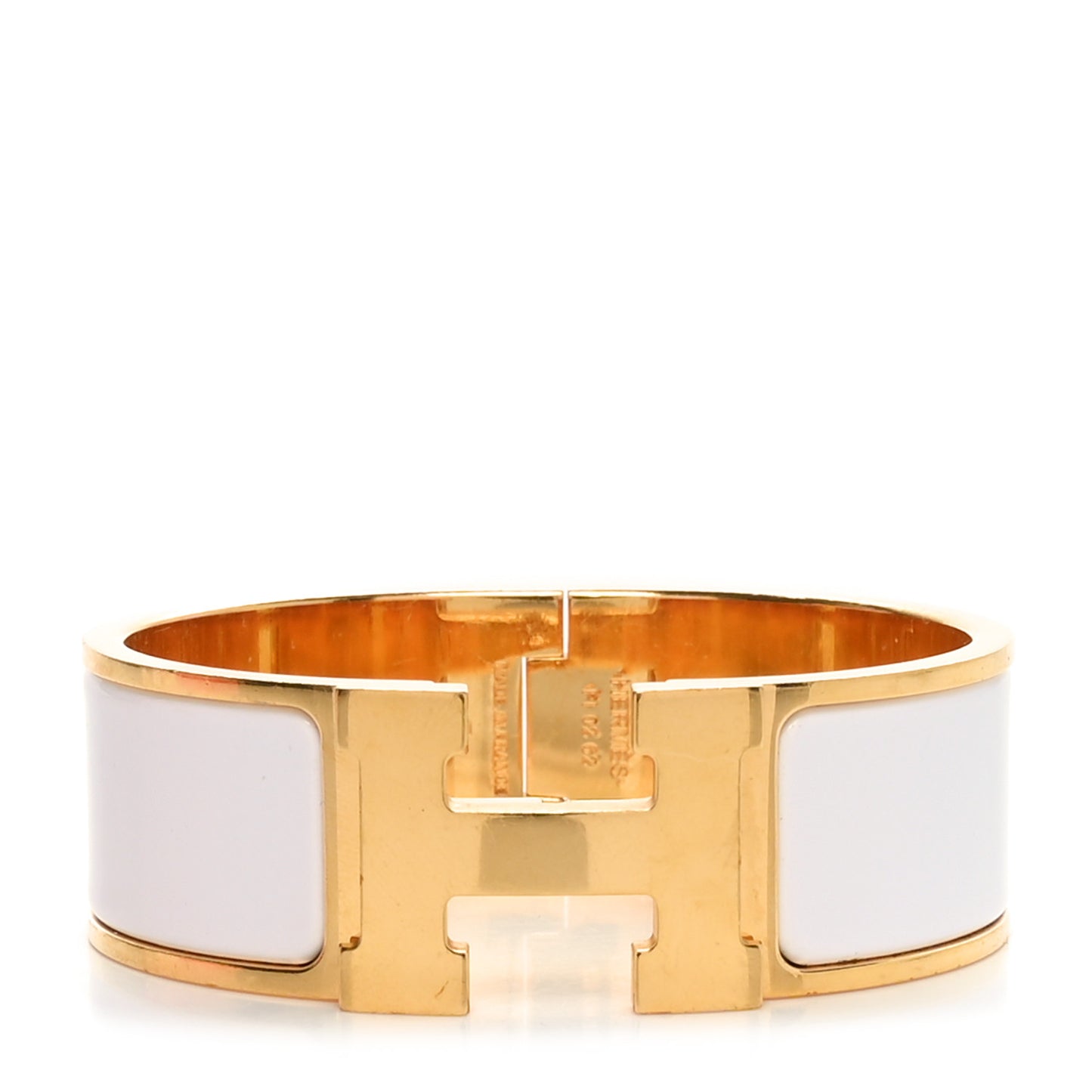 Enamel Wide Clic Clac H Bracelet GM White