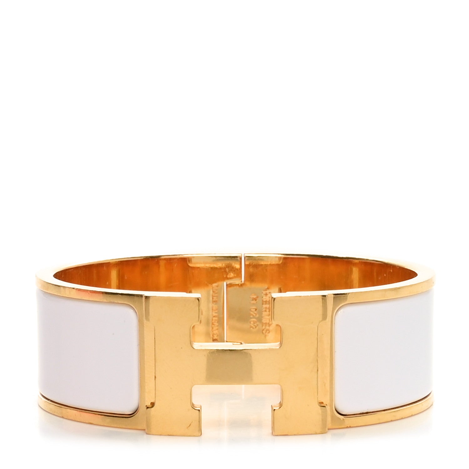 Hermes Enamel Wide Clic Clac H Bracelet GM White 1 of 5